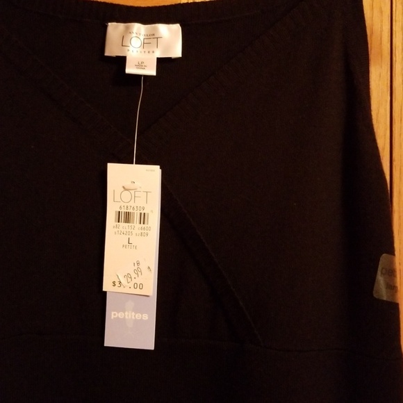 LOFT-Black spaghetti string lightweight sweater - Picture 2 of 5